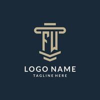 FW initial logo monogram with simple luxury pillar line vector design