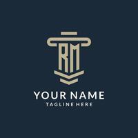 RM initial logo monogram with simple luxury pillar line vector design