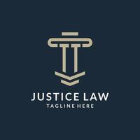 TT initial logo monogram with simple luxury pillar line vector design