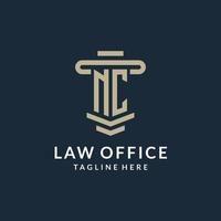 NC initial logo monogram with simple luxury pillar line vector design