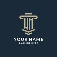 WM initial logo monogram with simple luxury pillar line vector design