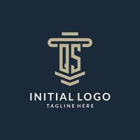 QS initial logo monogram with simple luxury pillar line vector design