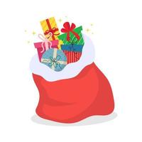 Red Christmas bag with gifts from Santa. Vector illustration.1