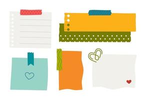 Paper sticker various notes are personal. Accessories for organizing documents. Vector illustration in a flat style