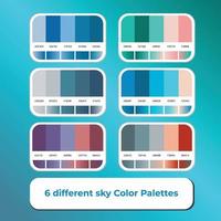 6 paletas de colores de cielo diferentes con color degradado vector