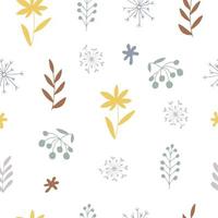 Seamless pattern with abstract plants on the white background. vector