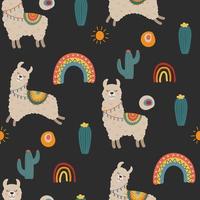 cute llamas pattern vector