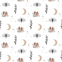 pattern with crystals and moth vector