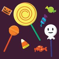 conjunto de dulces de halloween ornamento vector eps10