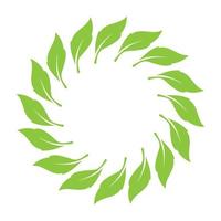 plantilla de vector de logotipo y símbolo de círculo de decoración verde hoja