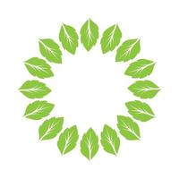 plantilla de vector de logotipo y símbolo de círculo de decoración verde hoja