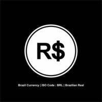 Brazil Currency, BRL Sign, Brazilian Real Icon Symbol. Vector Illustration
