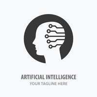 Artificial intelligence icon. Symbol of machine learning, innovation, brainstorm, idea. Vector illustration.