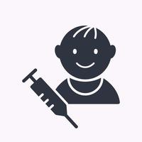 Vaccine child glyph icon on white background. Vector illustration.