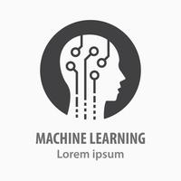 Machine learning icon. Vector illustration. Symbol of artificial intelligence, innovation, brain idea.