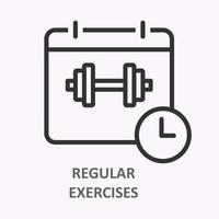 Regular sport exercises line icon on white background. Vector illustration.