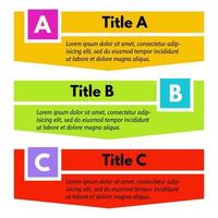 Set of three horizontal colorful options banners. Step by step infographic design template. Vector illustration