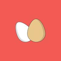 Vector food icon set of chicken egg. White and brown chicken egg in the shell, boiled egg with yolk, half an egg. Illustration of eggs in flat minimalism style.