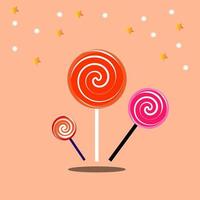 Illustration vector graphic of Lolipop. Lolipop retro style isolated on a pink soft background. The illustration is Suitable for Banner, flyers, stickers, Card, etc.