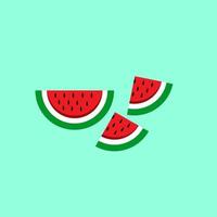 Fresh and juicy whole watermelons and slices, illustrations isolated on a blue background. vector