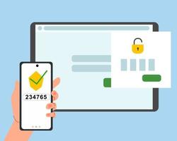 The concept of two-factor authentication security. vector