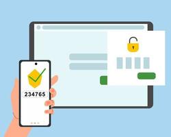 The concept of two-factor authentication security. vector