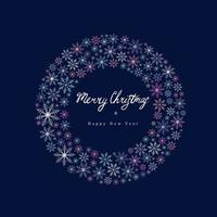 A postcard with a ring of snowflakes with the inscription Merry Christmas. vector