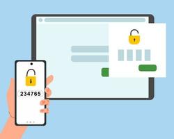 The concept of two-factor authentication security. vector