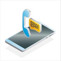3D phone, chat and smartphone, Isometric communication icon vector