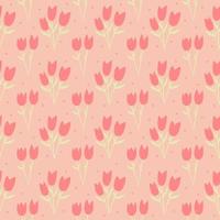 Seamless pattern with pink tulips. Wrapping paper and fabric patterns. Morning flowers. vector