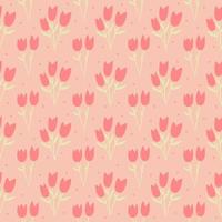 Seamless pattern with pink tulips. Wrapping paper and fabric patterns. Morning flowers. vector