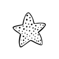 Hand drawn doodle star with dots. Star shape for design. Isolated on white background vector