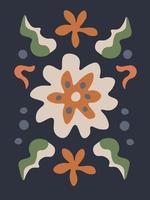 Greeting card with retro flowers vector