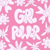 Girl power inscription on pink floral background vector