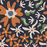 Groovy flowers seamless pattern vector