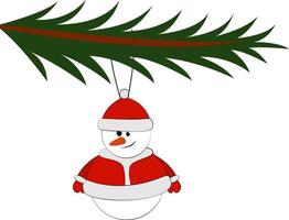 Snowman toy, illustration, vector on white background.
