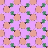 Pink beet, seamless pattern on light pink background. vector