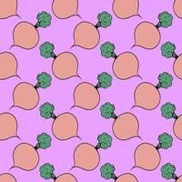 Pink beet, seamless pattern on light pink background. vector