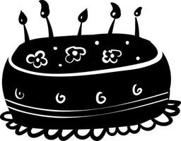 Birthday cake drawing, illustration, vector on white background.