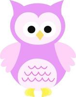 Pink owl, illustration, vector on white background.