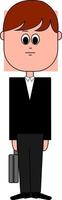 Man with a suit case, illustration, vector on white background.