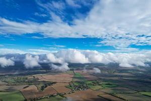 Moving Dramatic Clouds over British City of England Great Britain of UK. High Angle Footage photo