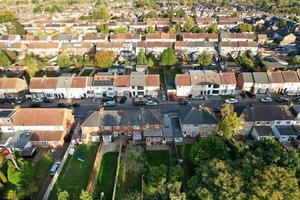 Aerial View of British Residential Homes and Houses During Sunset photo