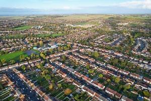 Aerial View of British Residential Homes and Houses During Sunset photo