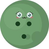 Green bowling ball, illustration, vector on white background.