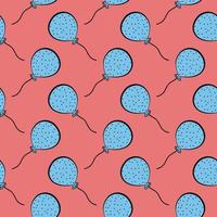 Blue balloon,seamless pattern on red background. vector