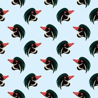 Duck face, seamless pattern on blue background. vector