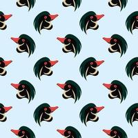 Duck face, seamless pattern on blue background. vector