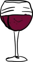 Wine glass with wine, illustration, vector on white background.