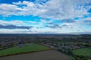 Moving Dramatic Clouds over British City of England Great Britain of UK. High Angle Footage photo